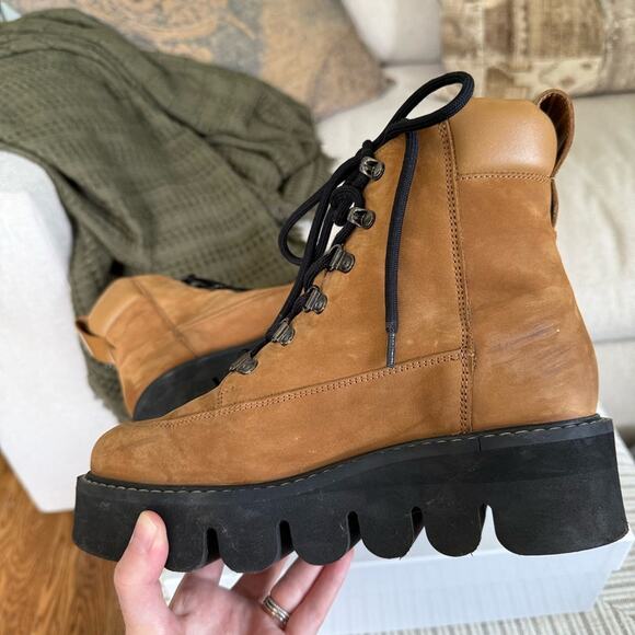 & Other Stories Lace Up Brown Combat Boots - Picture 10 of 14